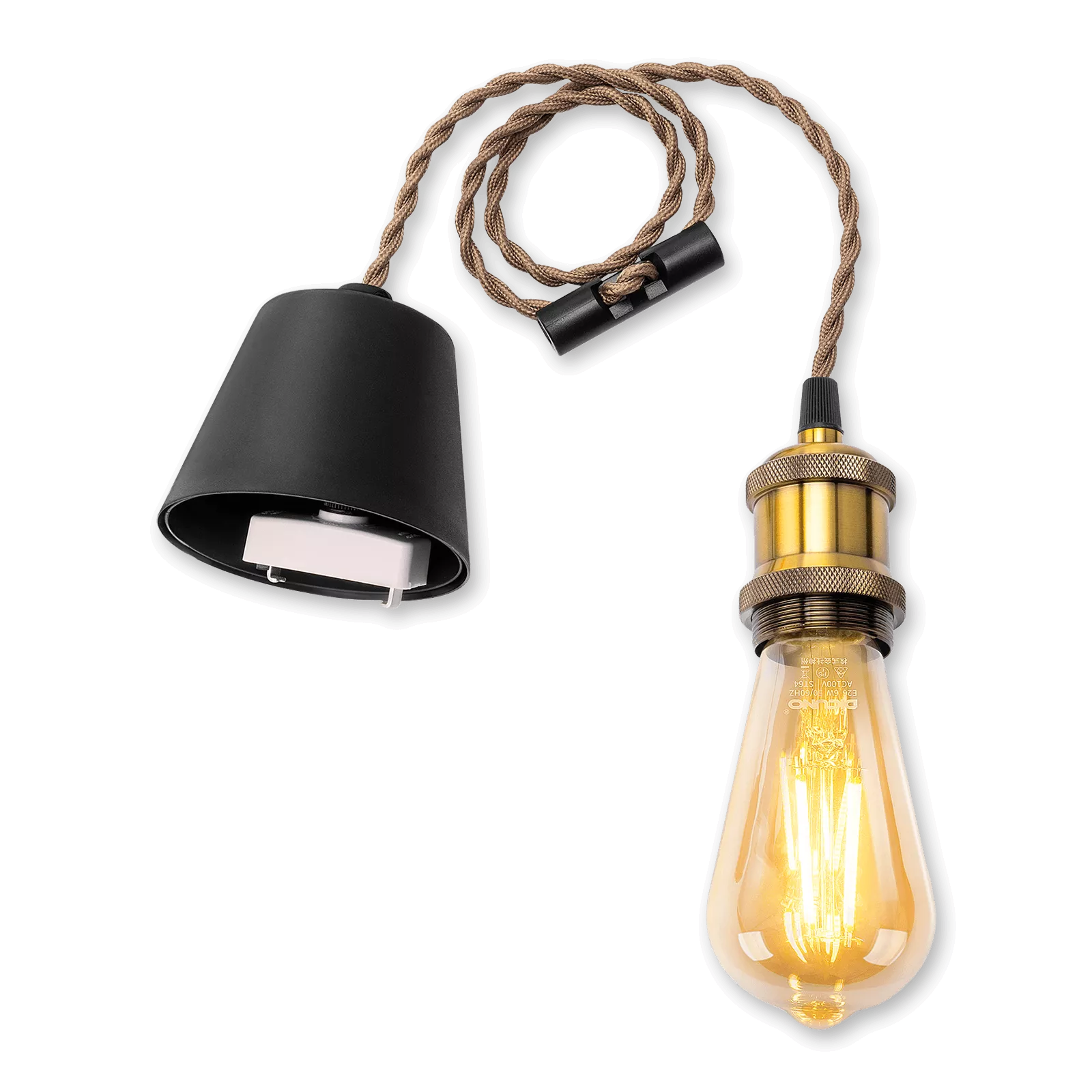 引掛けシーリング用ペンダントライト E26口金 LEDエジソン電球付き